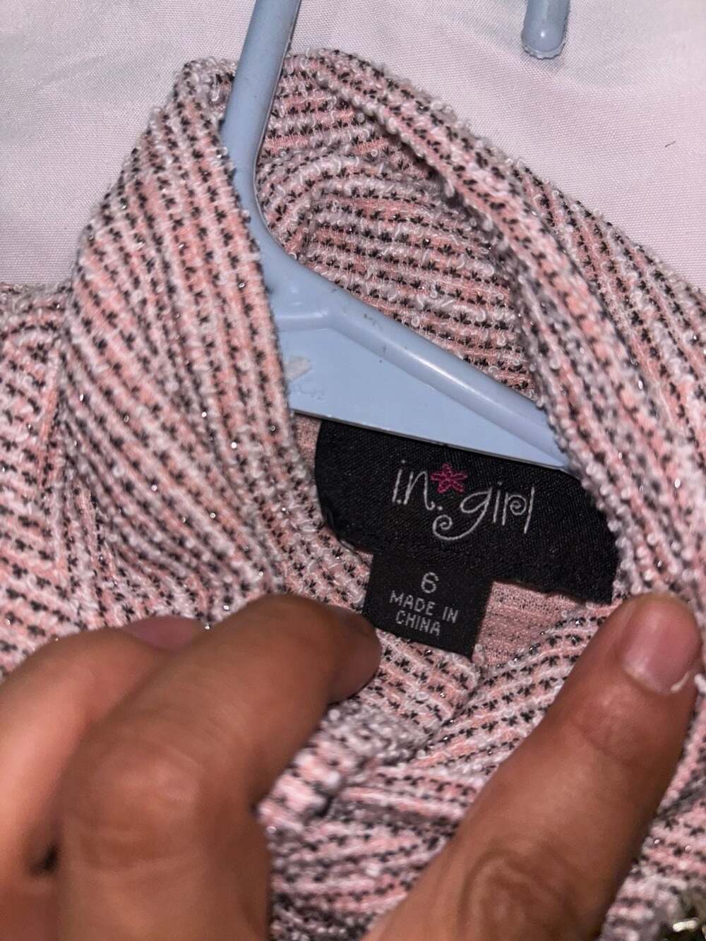 i.n. girl Jacket Size 6 Pink Metallic Tweed Asymmetrical Zip